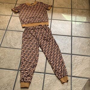 Faux Fendi Brown & Black FF Logo Top